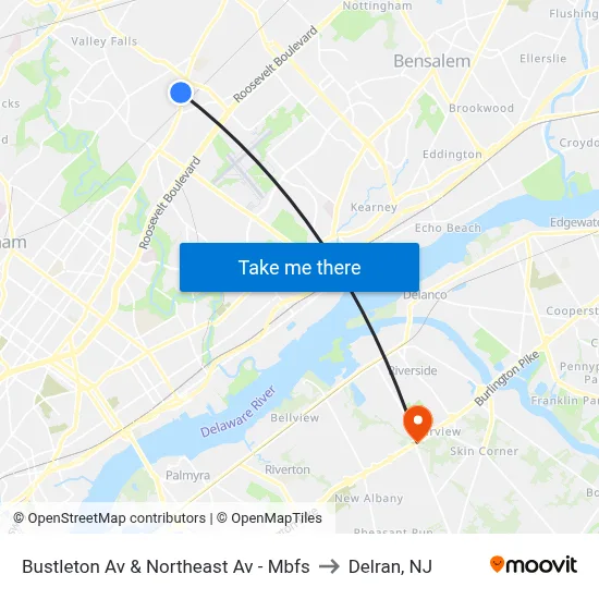 Bustleton Av & Northeast Av - Mbfs to Delran, NJ map