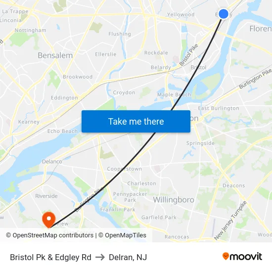 Bristol Pk & Edgley Rd to Delran, NJ map