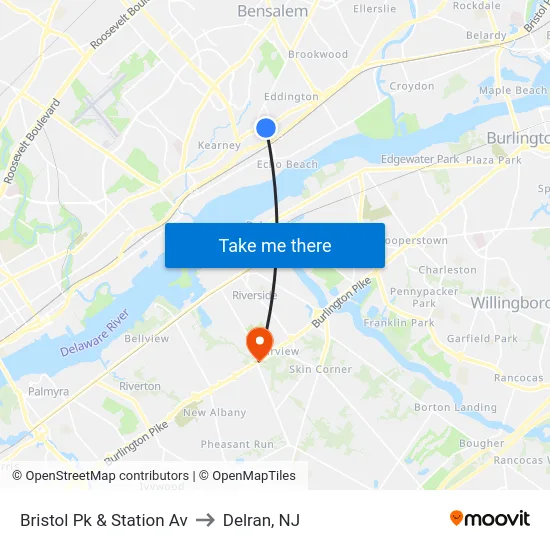 Bristol Pk & Station Av to Delran, NJ map
