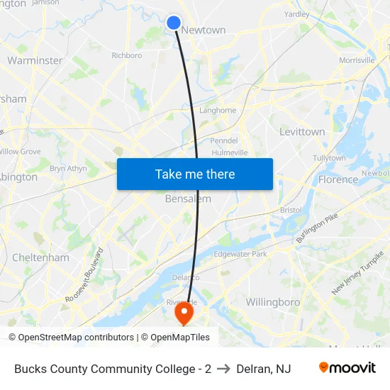 Bucks County Community College - 2 to Delran, NJ map