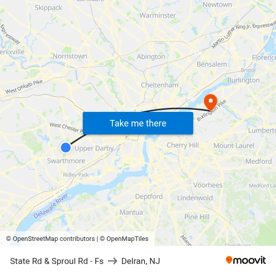 State Rd & Sproul Rd - Fs to Delran, NJ map