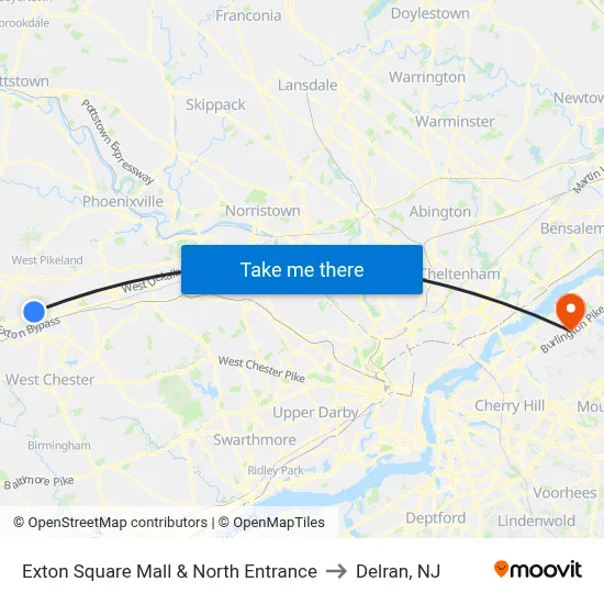 Exton Square Mall & North Entrance to Delran, NJ map
