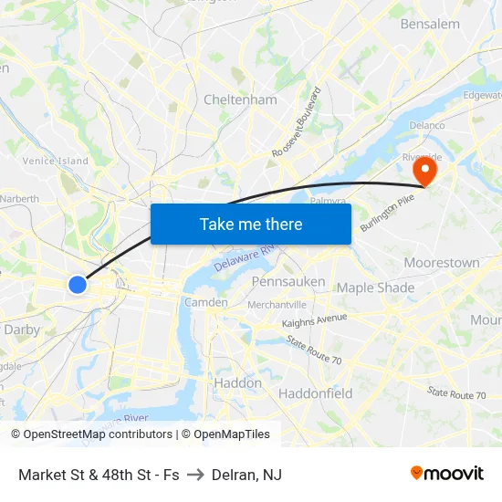 Market St & 48th St - Fs to Delran, NJ map
