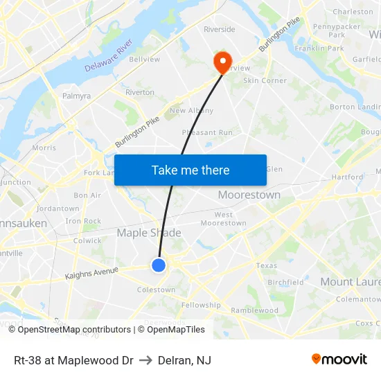 Rt-38 at Maplewood Dr to Delran, NJ map