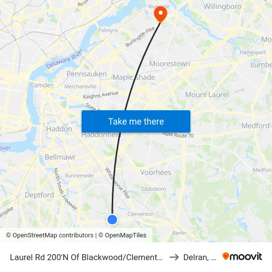 Laurel Rd 200'N Of Blackwood/Clementon Rd to Delran, NJ map