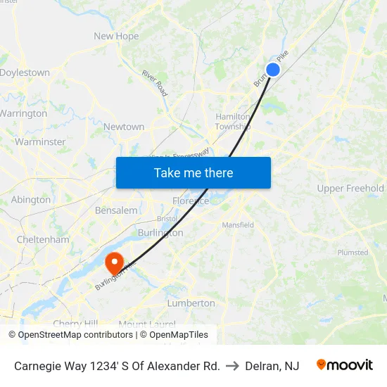 Carnegie Way 1234' S Of Alexander Rd. to Delran, NJ map