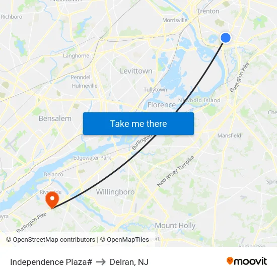 Independence Plaza# to Delran, NJ map
