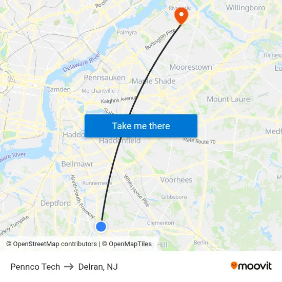 Pennco Tech to Delran, NJ map