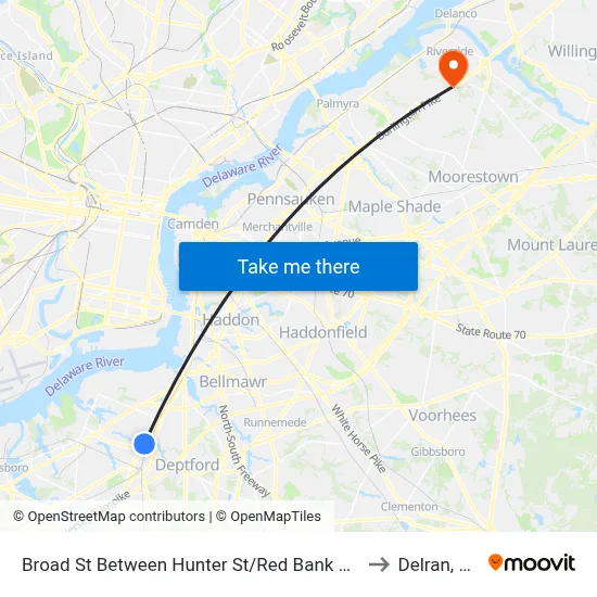 Broad St Between Hunter St/Red Bank Ave to Delran, NJ map