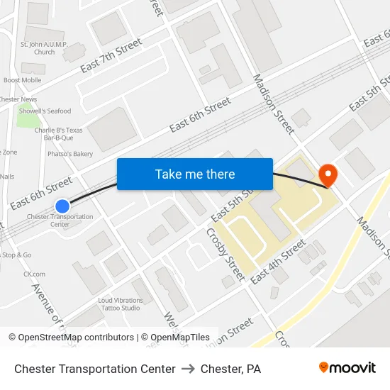 Chester Transportation Center to Chester, PA map