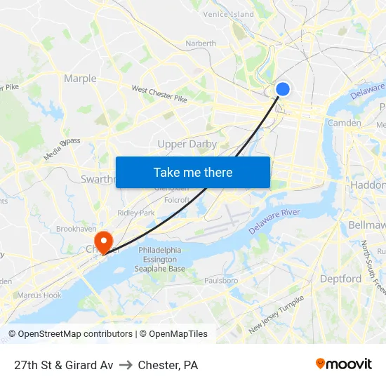 27th St & Girard Av to Chester, PA map