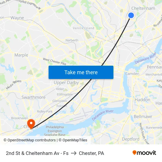 2nd St & Cheltenham Av - Fs to Chester, PA map