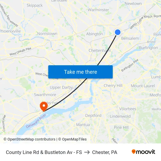 County Line Rd & Bustleton Av - FS to Chester, PA map