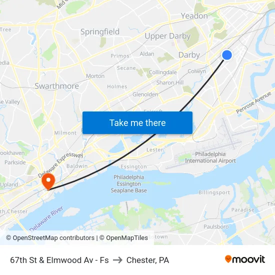 67th St & Elmwood Av - Fs to Chester, PA map