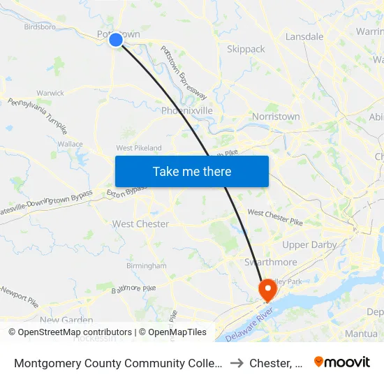 Montgomery County Community College to Chester, PA map