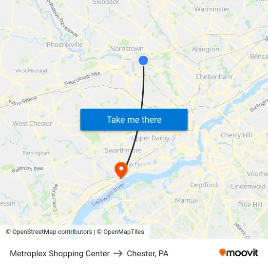 Metroplex Shopping Center to Chester, PA map
