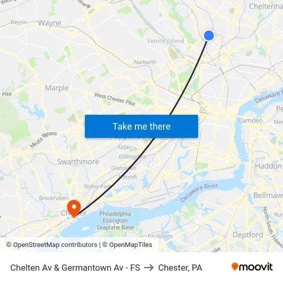 Chelten Av & Germantown Av - FS to Chester, PA map