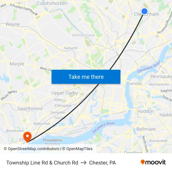 Township Line Rd & Church Rd to Chester, PA map