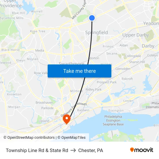 Township Line Rd & State Rd to Chester, PA map