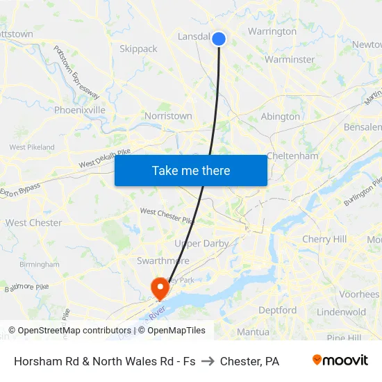 Horsham Rd & North Wales Rd - Fs to Chester, PA map