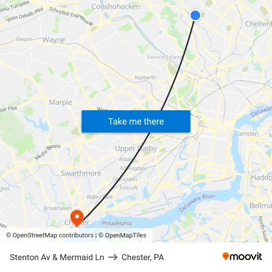 Stenton Av & Mermaid Ln to Chester, PA map