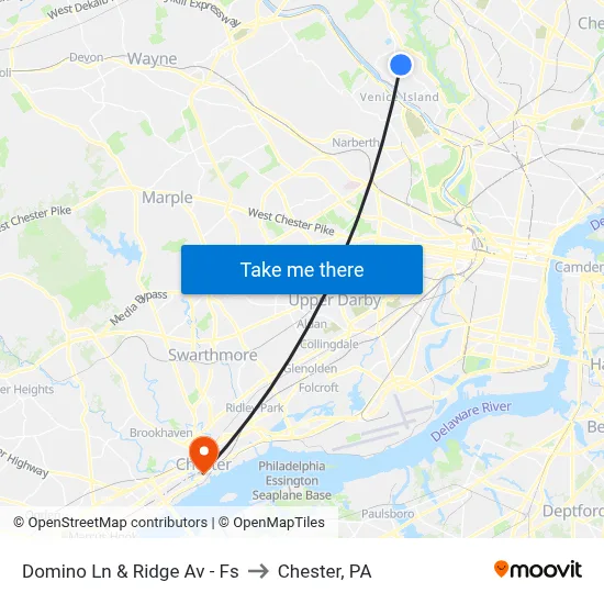 Domino Ln & Ridge Av - Fs to Chester, PA map