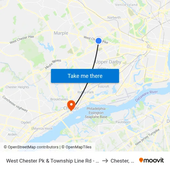 West Chester Pk & Township Line Rd - Fs to Chester, PA map