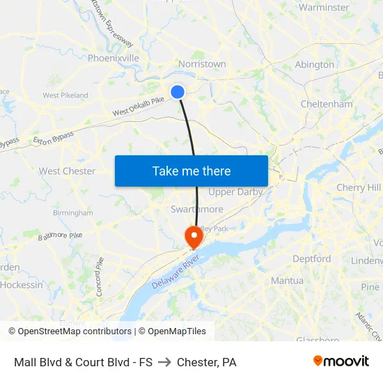 Mall Blvd & Court Blvd - FS to Chester, PA map
