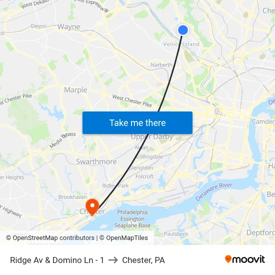 Ridge Av & Domino Ln - 1 to Chester, PA map