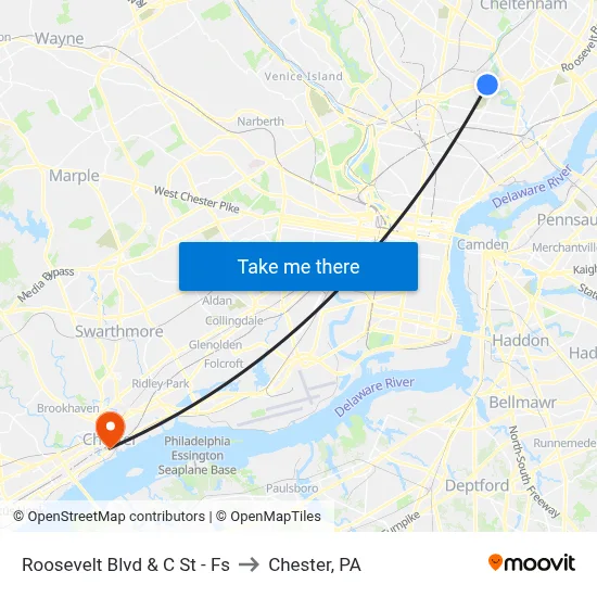 Roosevelt Blvd & C St - Fs to Chester, PA map
