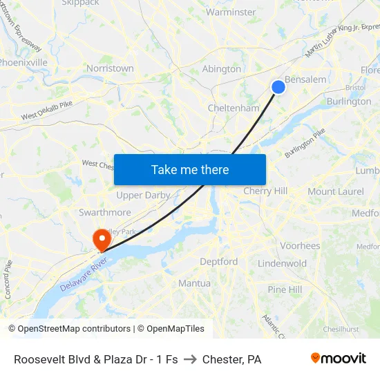 Roosevelt Blvd & Plaza Dr - 1 Fs to Chester, PA map