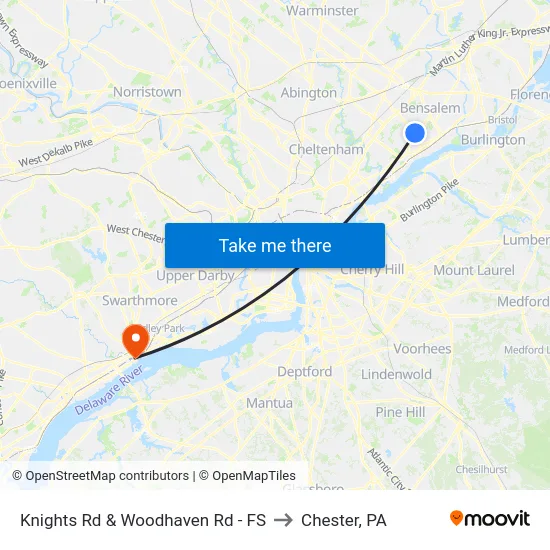 Knights Rd & Woodhaven Rd - FS to Chester, PA map