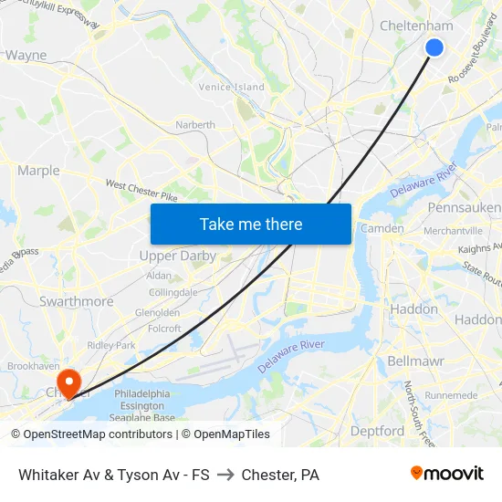 Whitaker Av & Tyson Av - FS to Chester, PA map
