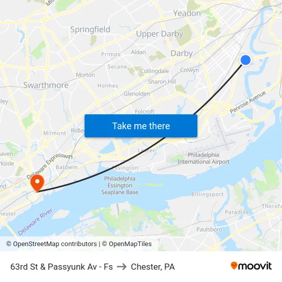 63rd St & Passyunk Av - Fs to Chester, PA map