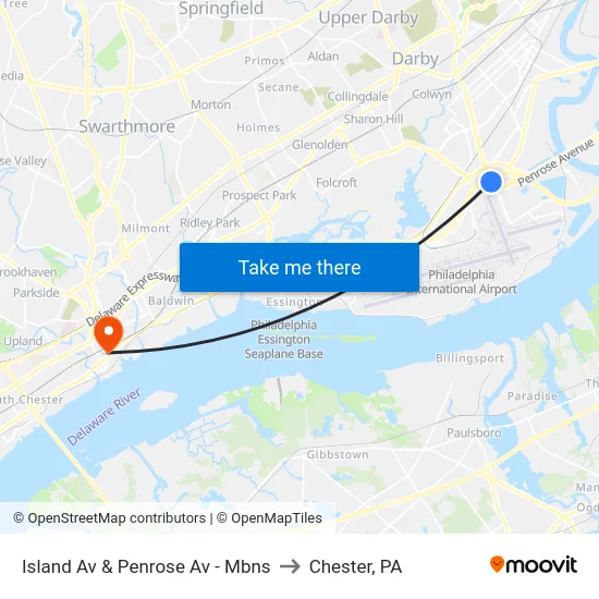 Island Av & Penrose Av - Mbns to Chester, PA map
