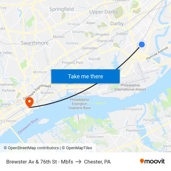 Brewster Av & 76th St - Mbfs to Chester, PA map