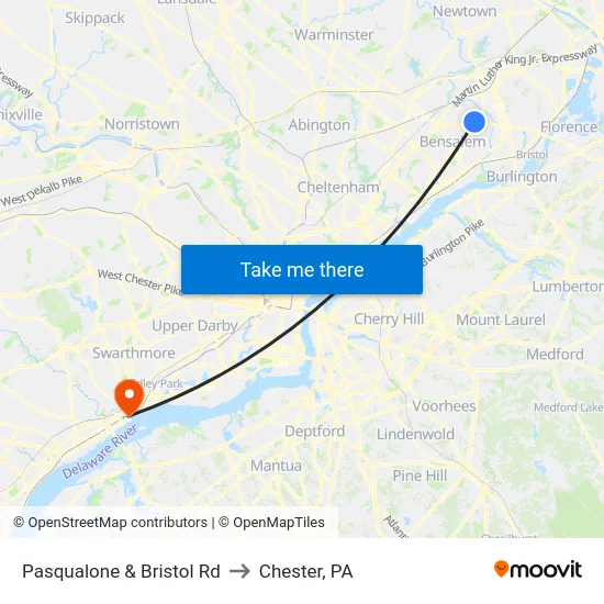 Pasqualone & Bristol Rd to Chester, PA map