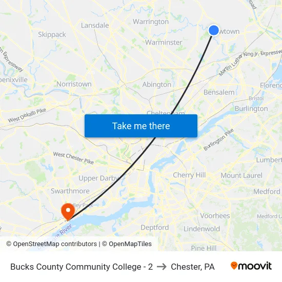 Bucks County Community College - 2 to Chester, PA map