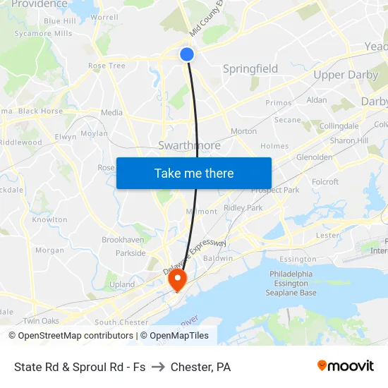 State Rd & Sproul Rd - Fs to Chester, PA map