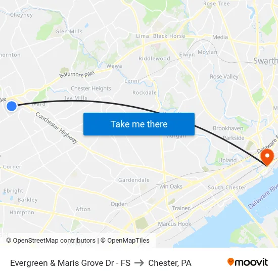 Evergreen & Maris Grove Dr - FS to Chester, PA map