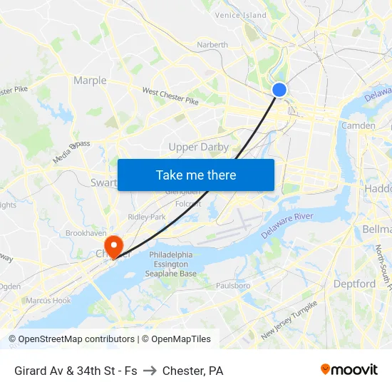 Girard Av & 34th St - Fs to Chester, PA map