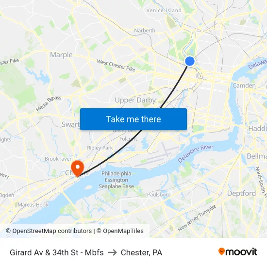 Girard Av & 34th St - Mbfs to Chester, PA map
