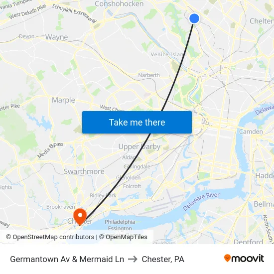 Germantown Av & Mermaid Ln to Chester, PA map