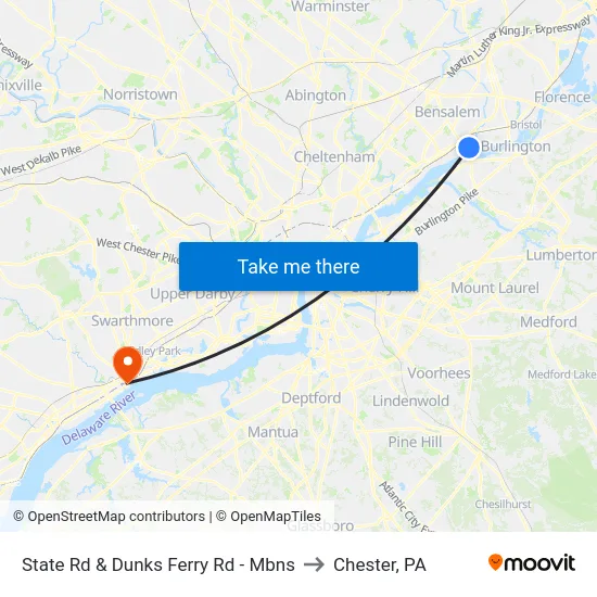 State Rd & Dunks Ferry Rd - Mbns to Chester, PA map