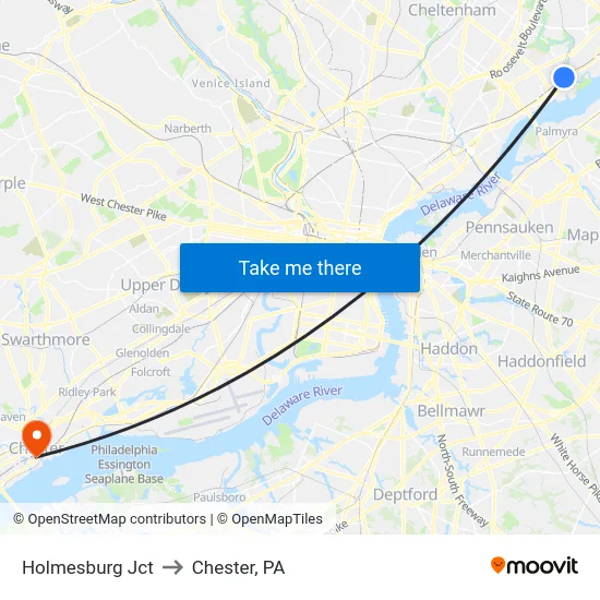 Holmesburg Jct to Chester, PA map