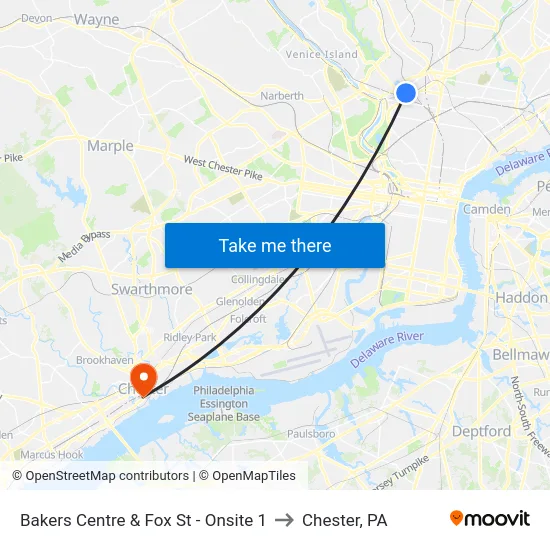 Bakers Centre & Fox St - Onsite 1 to Chester, PA map