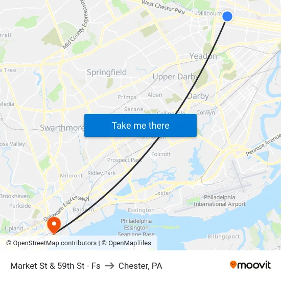 Market St & 59th St - Fs to Chester, PA map