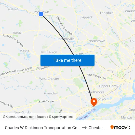 Charles W Dickinson Transportation Center to Chester, PA map
