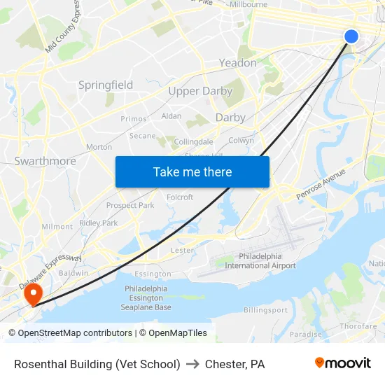 Rosenthal Building (Vet School) to Chester, PA map