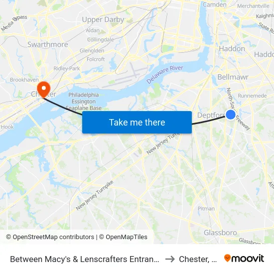 Between Macy's & Lenscrafters Entrances to Chester, PA map